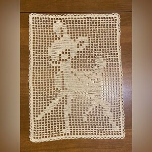 Faun Filet Crochet Doily Lace Decoration